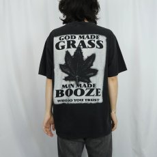 画像4: "GOD MADE GRASS MAN MADE BOOZE,,," ガンジャプリントTシャツ BLACK XL (4)