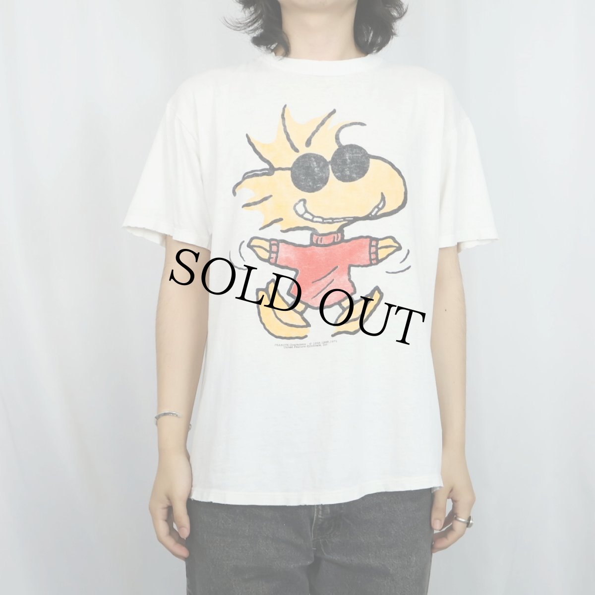 画像3: 90's PEANUTS USA製 "JOE COOL" キャラクターパロディプリントTシャツ L (3)