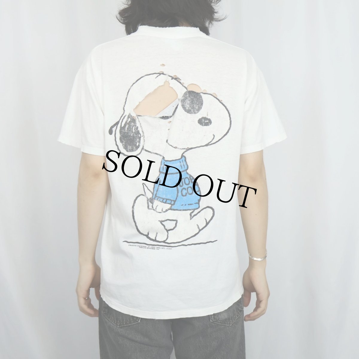 画像4: 90's PEANUTS USA製 "JOE COOL" キャラクターパロディプリントTシャツ L (4)