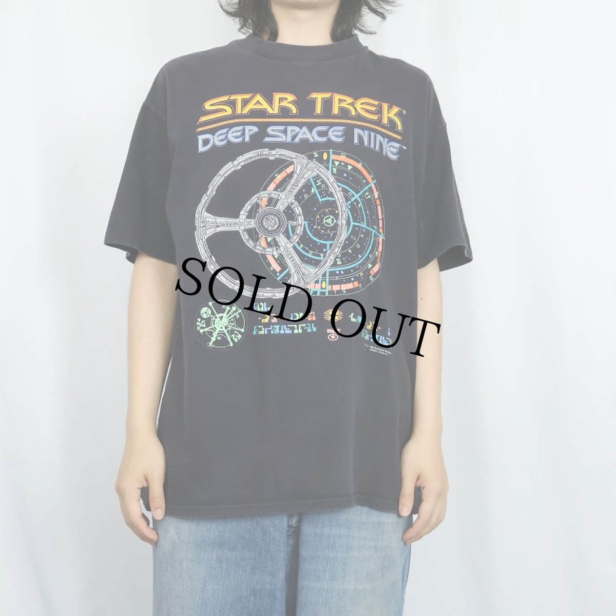画像2: 90's STAR TREK USA製 "Deep Space Nine" SFテレビドラマプリントTシャツ BLACK XL  (2)