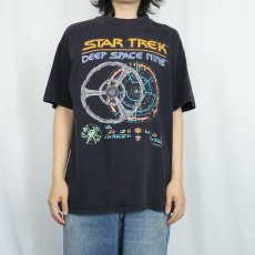 画像2: 90's STAR TREK USA製 "Deep Space Nine" SFテレビドラマプリントTシャツ BLACK XL  (2)
