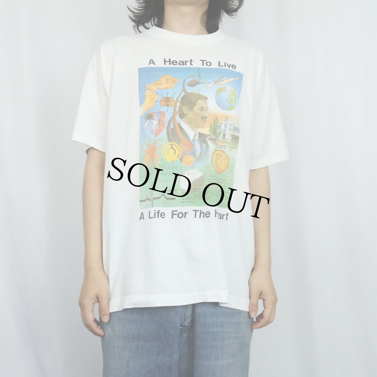 画像3: 90's EDMONTON CARDIAC FITNESS INSTITUTE CANADA製 イラストプリントTシャツ XL (3)