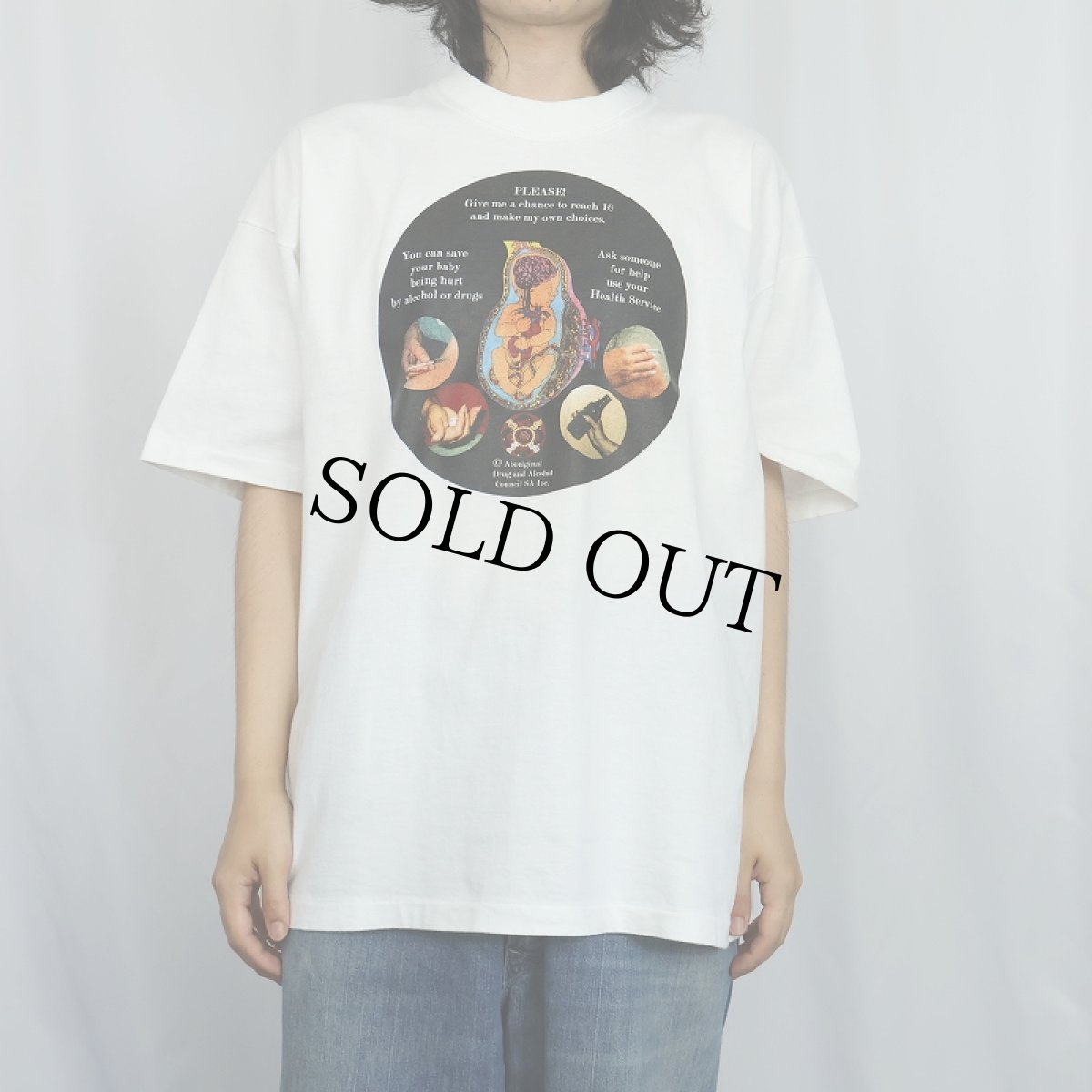 画像2: 90's Aboriginal Dene and Alcohol Council SA Inc. "PLEASE! Give me a chance to" メッセージプリントTシャツ XL (2)