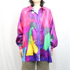 画像2: Pablo Picasso アート柄 ポリエステルシャツ XXL (2)