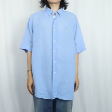 画像2: Ralph Lauren "CLASSIC FIT" ロゴ刺繡 リネンボタンダウンシャツ XL (2)