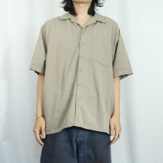 画像2: 90's Ocean Pacific 織柄 コットン×レーヨンオープンカラーシャツ M  (2)