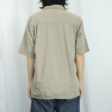 画像3: 90's Ocean Pacific 織柄 コットン×レーヨンオープンカラーシャツ M  (3)