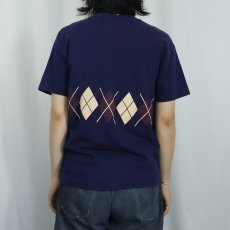画像4: 90's USA製 アーガイル柄 プリントTシャツ NAVY XL (4)