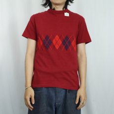 画像3: 90's USA製 アーガイル柄 プリントTシャツ S (3)