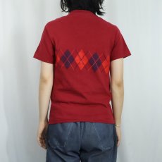 画像4: 90's USA製 アーガイル柄 プリントTシャツ S (4)