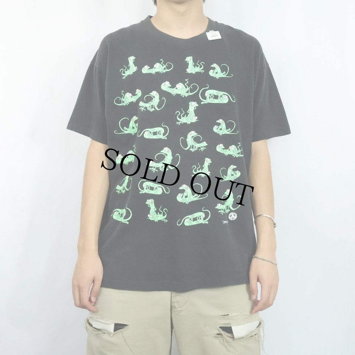 画像3: 90's 四十八手 トカゲ エロプリントTシャツ BLACK (3)