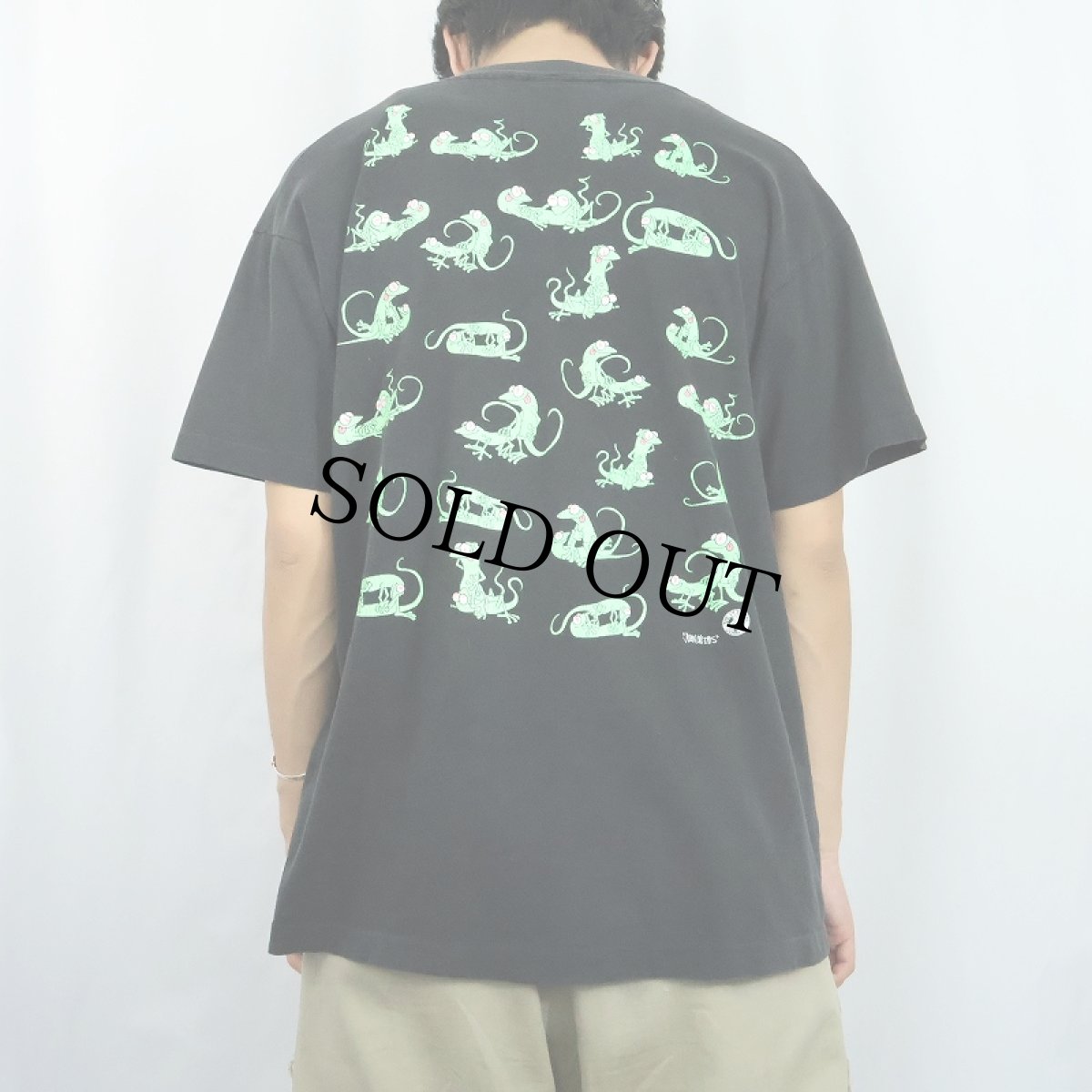 画像4: 90's 四十八手 トカゲ エロプリントTシャツ BLACK (4)