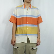 画像2: マルチボーダー柄 オープンカラーシャツ (2)