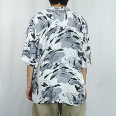 画像3: 80〜90's Michael Brandon USA製 魚柄 レーヨンアロハシャツ L (3)