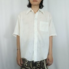 画像2: 70's 総柄 ポリエステル×コットンシャツ (2)