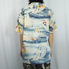画像3: POLO Ralph Lauren "CLASSIC FIT" ヨット柄 オールオーバーパターン コットンハワイアンシャツ L (3)