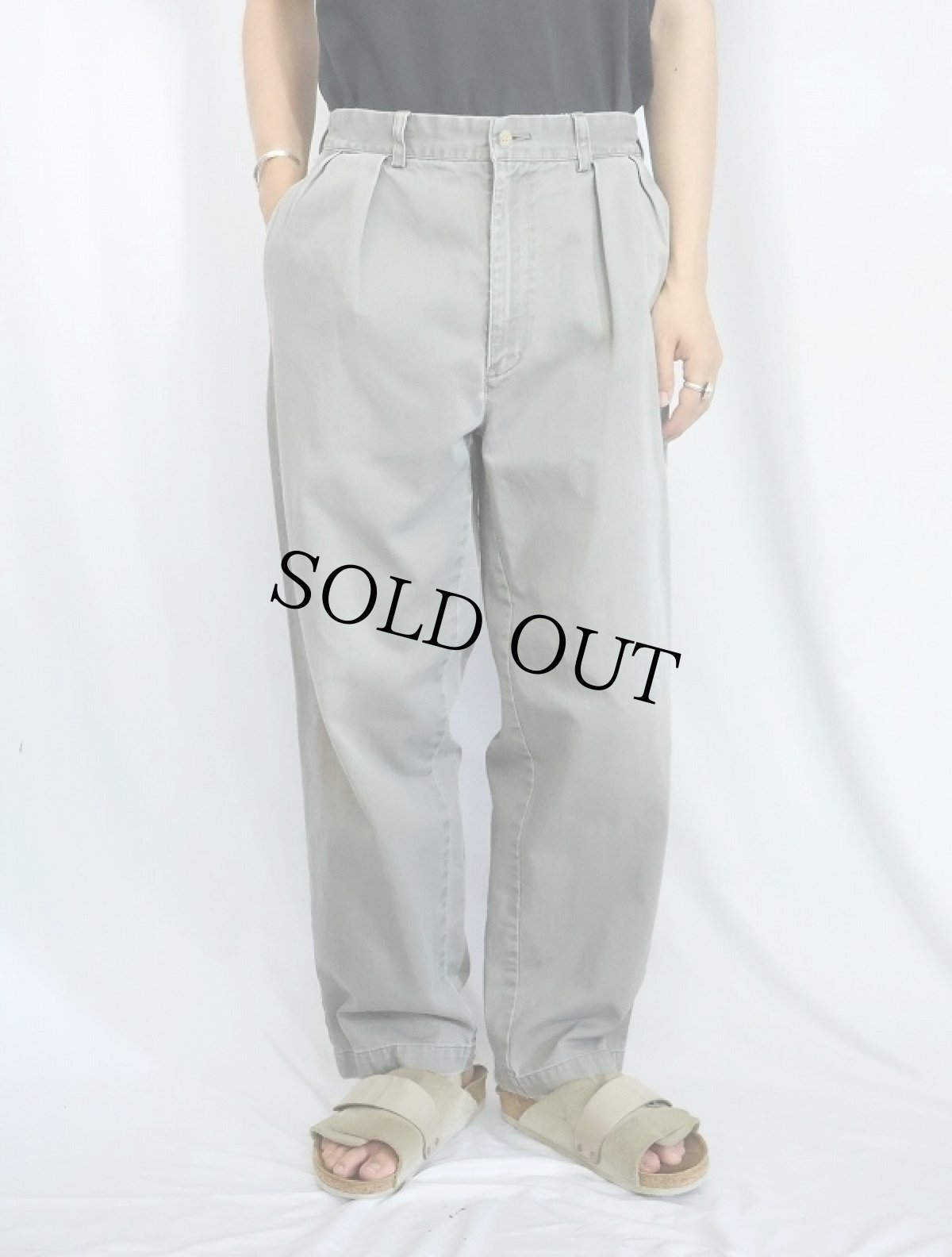 画像1: POLO Ralph Lauren "POLO CHINO" 2タック コットンチノトラウザーズ W33 (1)