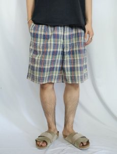 画像2: 90's POLO Ralph Lauren USA製 チェック柄 2タック コットンショーツ W33 (2)