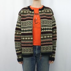 画像2: L.L.Bean フェアアイル柄 ウール ジップニットカーディガン XL (2)