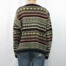 画像3: L.L.Bean フェアアイル柄 ウール ジップニットカーディガン XL (3)