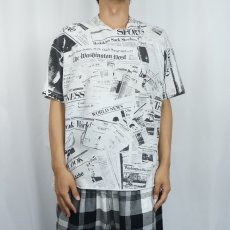 画像3: 90's USA製 ニュースペーパー柄 カットオフ 大判プリントTシャツ ONESIZE (3)
