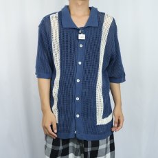 画像2: Massive Luxury Edition 切り替えデザイン メッシュニットシャツ L (2)
