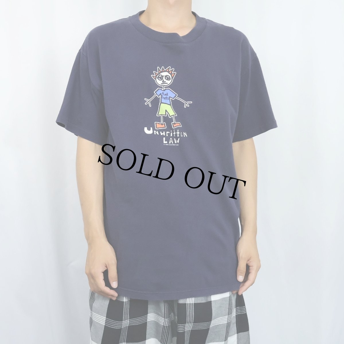 画像2: 90's Unwritten Law パンクロックバンドプリントTシャツ NAVY L (2)