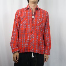 画像2: 70〜80's FRUIT OF THE LOOM チェック柄 プリントネルシャツ (2)