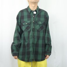 画像2: 90's FIVE BROTHER USA製 バッファローチェック柄 ヘビーネルシャツ 2XL (2)