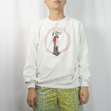 画像2: 80〜90's USA製 "The Fabulous Mr. Fixit" プリントラグランスウェット XL (2)