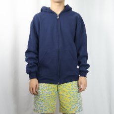 画像2: 90's RUSSELL ATHLETIC USA製 スウェットジップパーカー NAVY L (2)