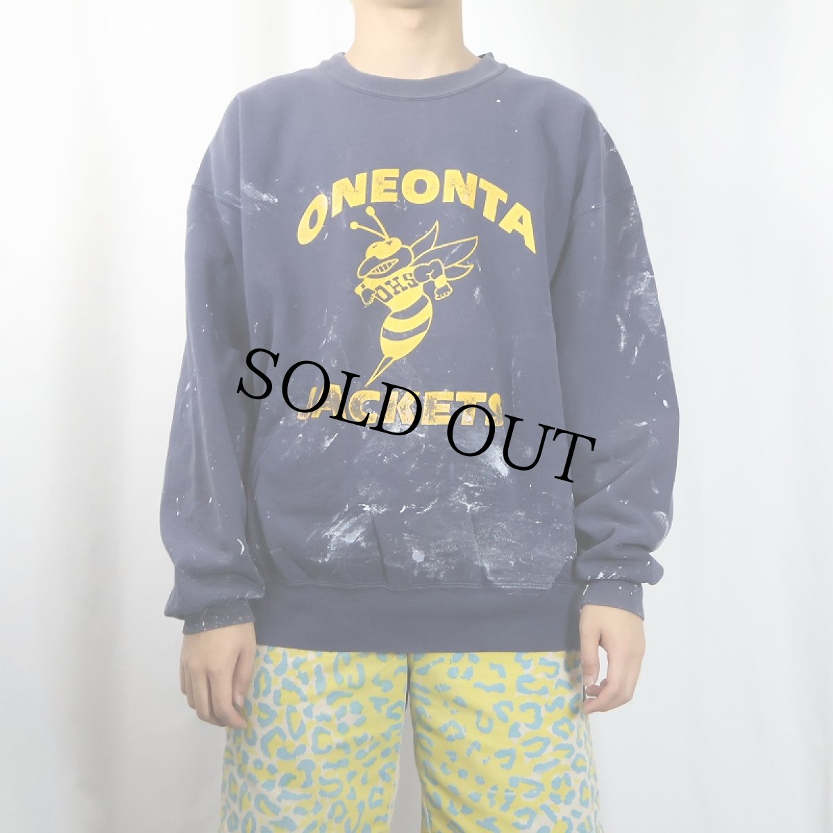 画像2: 90's USA製 "ONEONTA JACKETS" プリントスウェットフーディー NAVY XL (2)