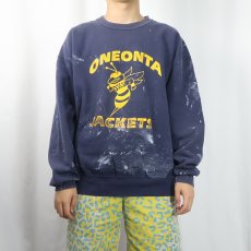 画像2: 90's USA製 "ONEONTA JACKETS" プリントスウェットフーディー NAVY XL (2)