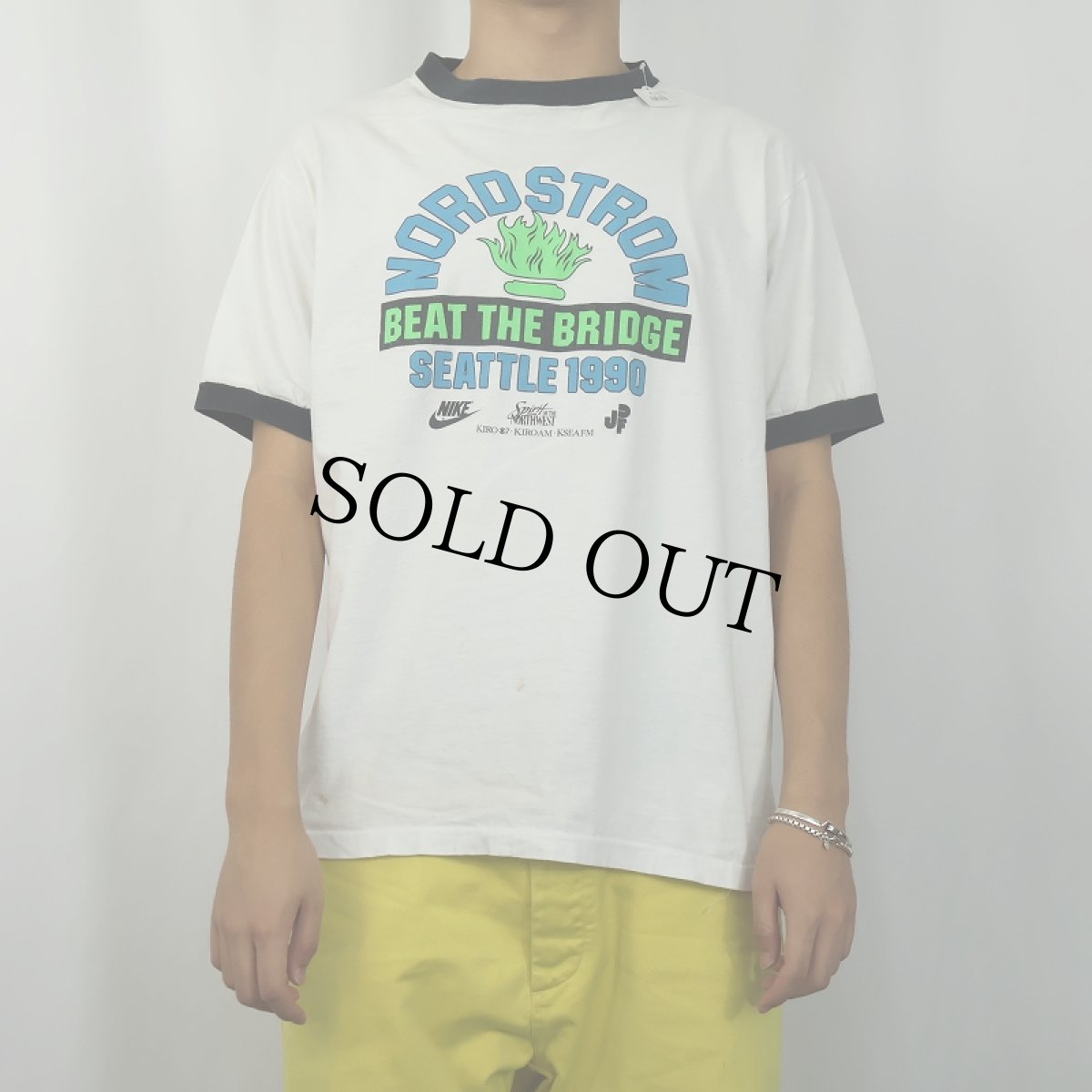 画像2: 90's "NORDSTRM BEAT THE BRIDGE" チャリティマラソン大会 プリントリンガーTシャツ XL (2)