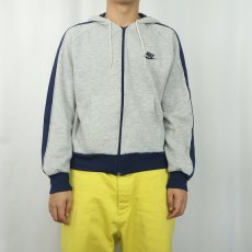 画像2: 80's NIKE 紺タグ サイドライン スウェットジップパーカー M (2)