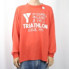 画像2: 90's USA製 "DANVILLE FAMILY YMCA" トライアスロン大会 プリントロンT XL (2)