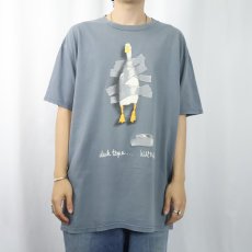 画像2: 90's Will Bullas "Duck Tape" アートプリントTシャツ GRAY XL (2)