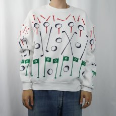 画像2: 90's MICHIGAN RAG CO. USA製 ゴルフ柄 スウェット L (2)