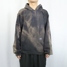 画像2: LAPCO FR ブリーチ加工 スウェットフーディー NAVY (2)