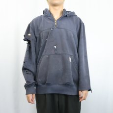 画像2: Carhartt ハーフジップ フェードスウェットフーディー NAVY (2)