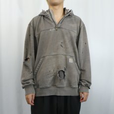 画像2: Carhartt "LOOSE Fit" ハーフジップ フェードスウェットフーディー (2)