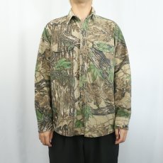 画像2: 90's FIVE BROTHER リアルツリーカモ柄 ヘビーネルシャツ L (2)