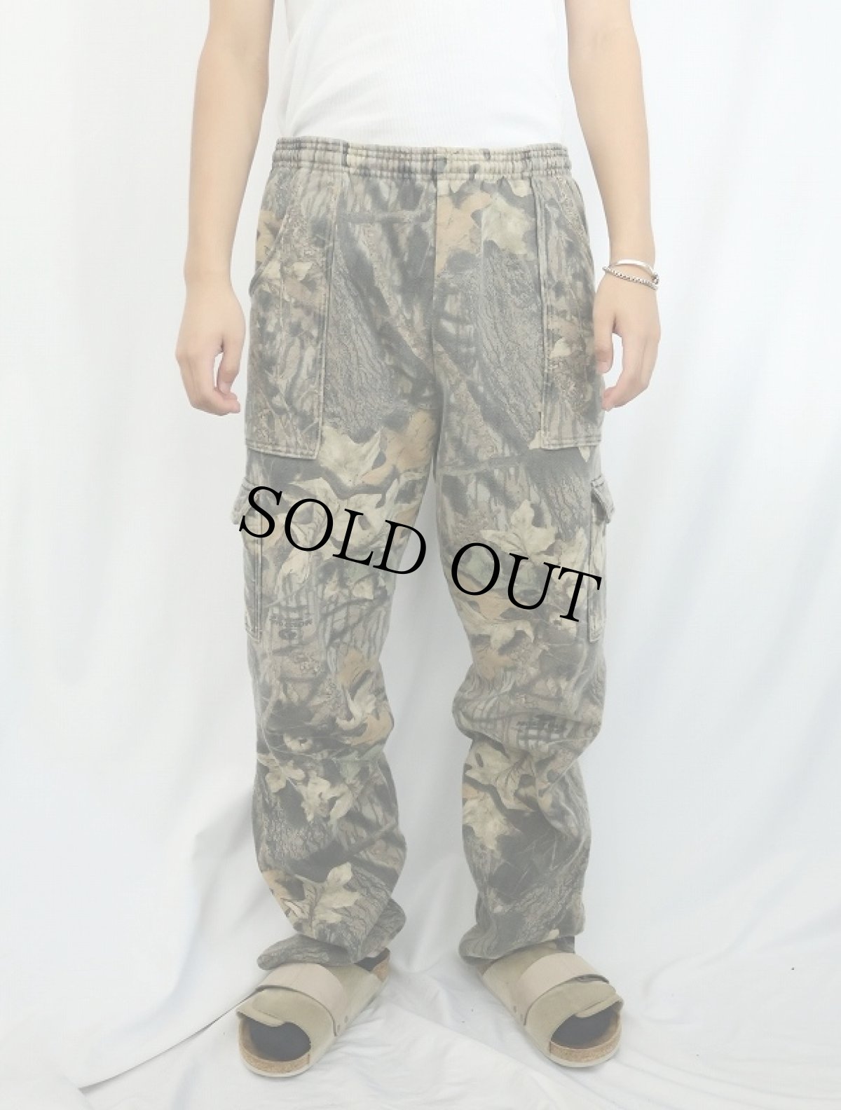 画像2: 90's JERZEES OUTDOORS USA製 "MOSSY OAK" リアルツリーカモ柄 スウェットカーゴパンツ XL (2)