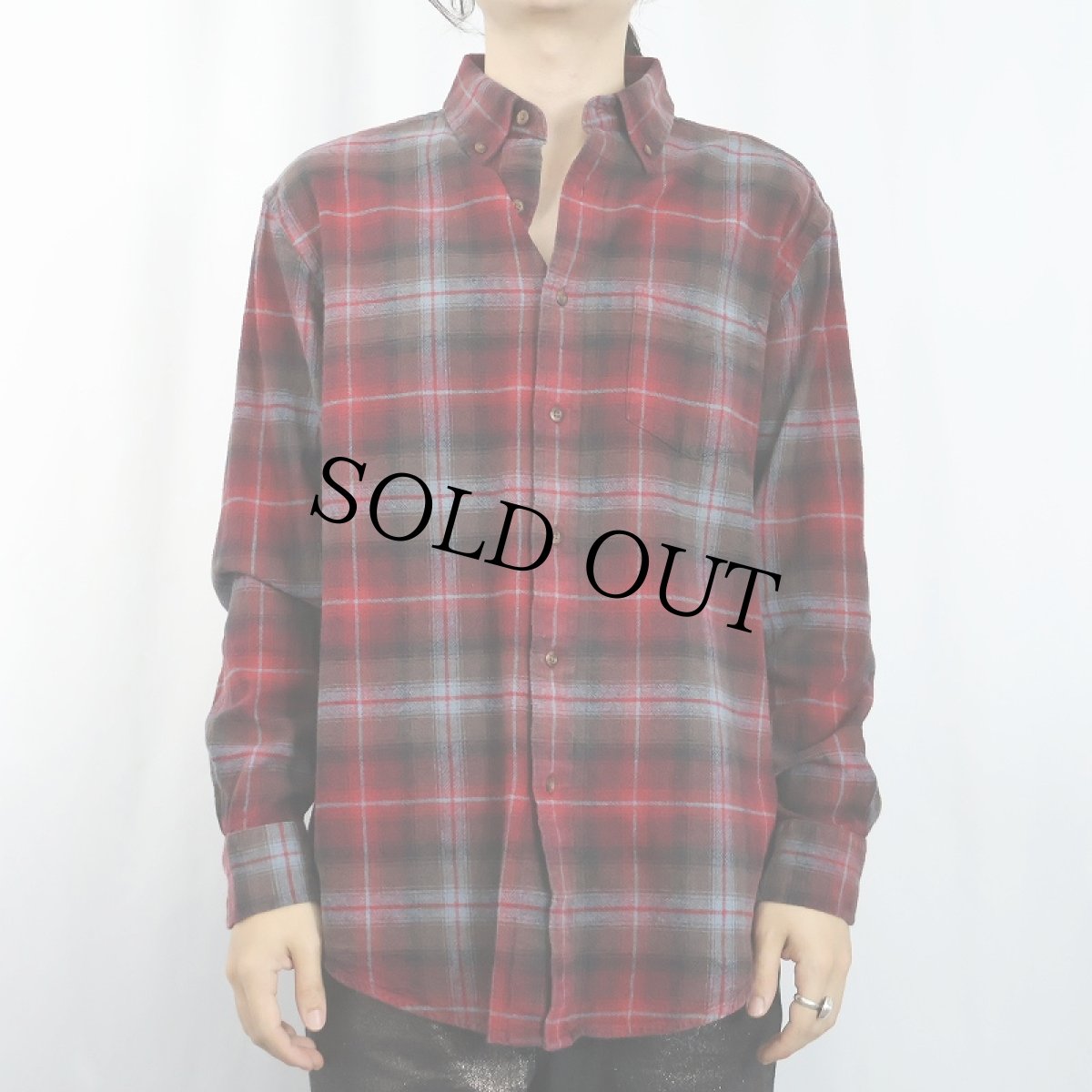 画像2: PENDLETON "MASON" オンブレーチェック柄 コットンボタンダウンシャツ M (2)