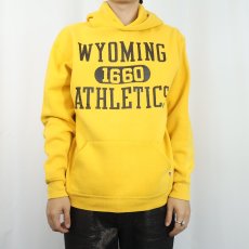 画像2: 80's RUSSELL ATHLETIC "WYOMING ATHLETICS" プリントスウェットフーディー L (2)