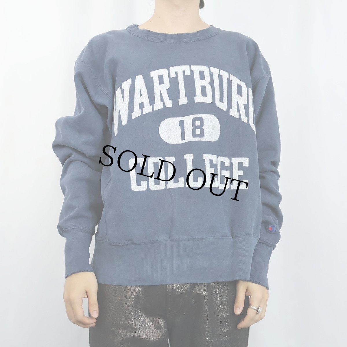 画像2: 90's Champipon 青刺繍タグ 後期 "WARTBURG COLLEGE" プリントスウェット NAVY L (2)