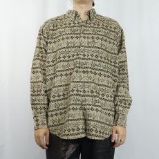 画像2: PENDLETON 総柄 コーデュロイボタンダウンシャツ M (2)