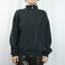 画像2: 90's RUSSELL ATHLETIC USA製 無地ハーフジップスウェット BLACK XL (2)