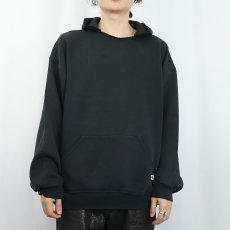 画像2: 90's RUSSELL ATHLETIC USA製 無地スウェットフーディー BLACK XL (2)