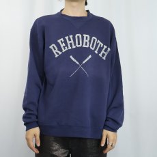 画像2: 80's RUSSELL ATHLETIC USA製 "REHOBOTH" 前V プリントスウェット NAVY L (2)